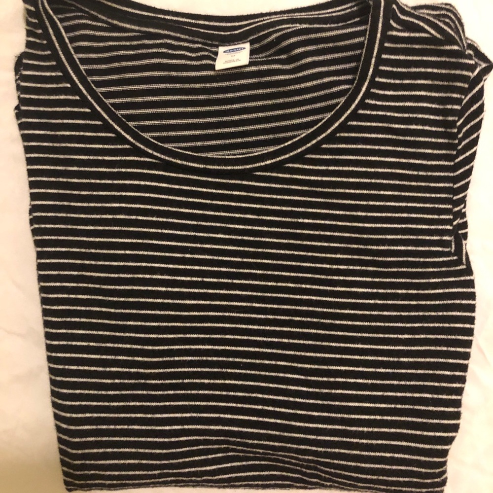 Old Navy Long Sleeved Black Striped Shirt